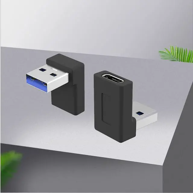 Alt view image 6 of 7 - BUCIER Right Angle USB A Male to USB C Female Adapter,90 Degree USB3.0 to Type C Cable Connector Support unidirectional Sides 5Gbps & Data Transfer, for Laptops,Phone, 2-Pack
