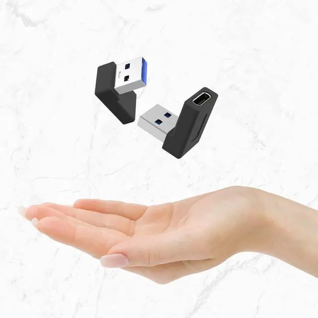 Alt view image 7 of 7 - BUCIER Right Angle USB A Male to USB C Female Adapter,90 Degree USB3.0 to Type C Cable Connector Support unidirectional Sides 5Gbps & Data Transfer, for Laptops,Phone, 2-Pack