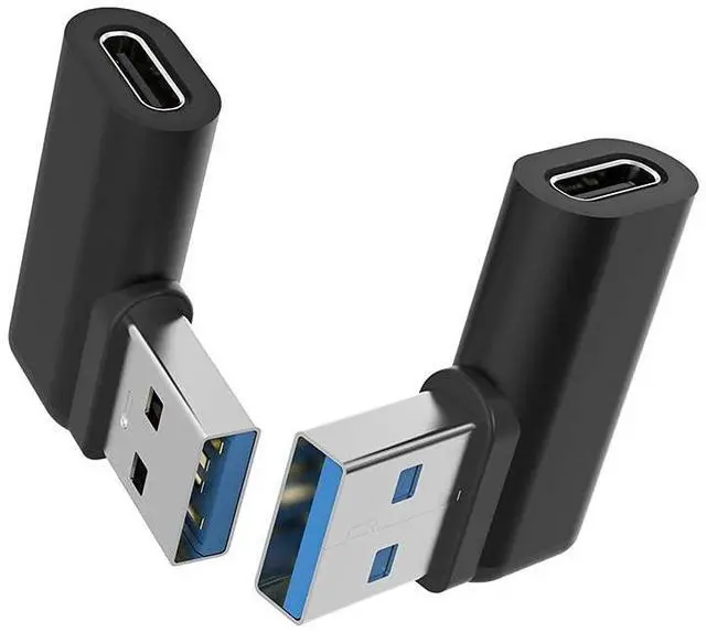 Main image of BUCIER 90 USB-C to USB-A Right Angle Adapter - Sync & Charge, 2Pack