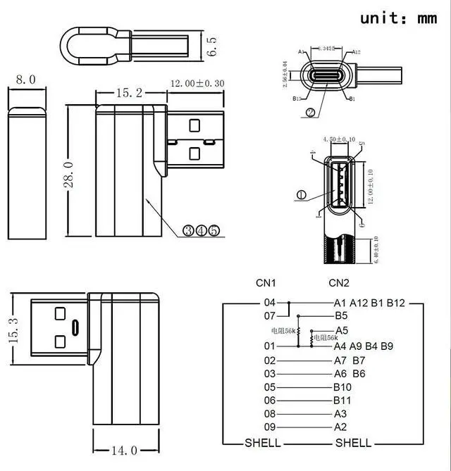Alt view image 2 of 7 - BUCIER 90 USB-C to USB-A Right Angle Adapter - Sync & Charge, 2Pack