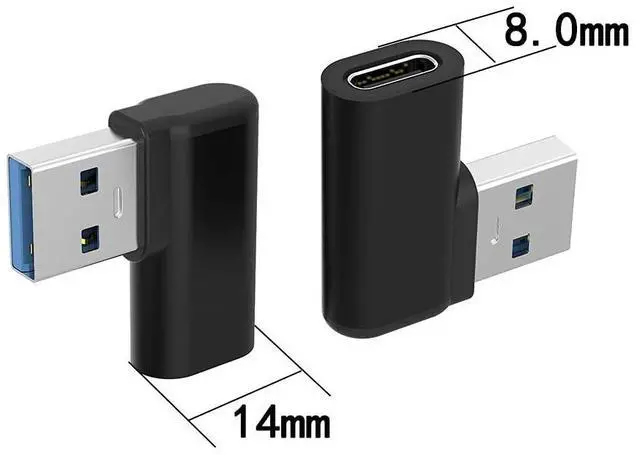 Alt view image 6 of 7 - BUCIER 90 USB-C to USB-A Right Angle Adapter - Sync & Charge, 2Pack