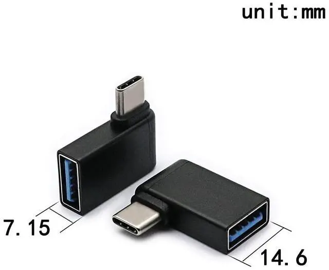 Alt view image 4 of 5 - BUCIER Right Angle USB C to USB 3.0 Adapter 90 Degree Type C Male to USB A 3.0 Female Converter,On The Go(OTG) for Smartphone,Laptops,Mouse Keyboards,More USB and Type-C Devices (2 Pack)