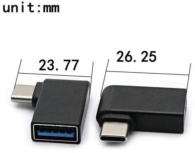 Alt view image 5 of 5 - BUCIER Right Angle USB C to USB 3.0 Adapter 90 Degree Type C Male to USB A 3.0 Female Converter,On The Go(OTG) for Smartphone,Laptops,Mouse Keyboards,More USB and Type-C Devices (2 Pack)