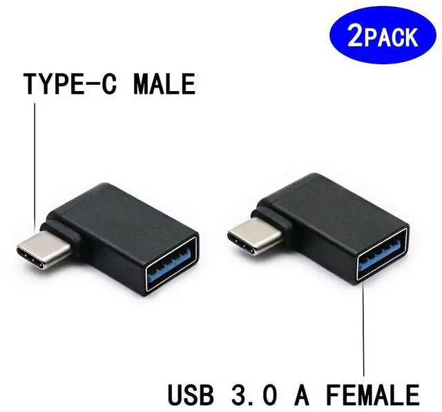 Alt view image 2 of 5 - BUCIER Right Angle USB C to USB 3.0 Adapter 90 Degree Type C Male to USB A 3.0 Female Converter,On The Go(OTG) for Smartphone,Laptops,Mouse Keyboards,More USB and Type-C Devices (2 Pack)