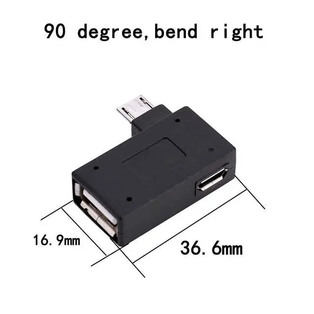 Alt view image 3 of 5 - BUCIER 2-in-1 Powered Micro USB OTG Adapter 90 Degree Right Angled with Micro USB Power Charging Port for Streaming TV Stick, Android Phone or Tablet - 2 Pack