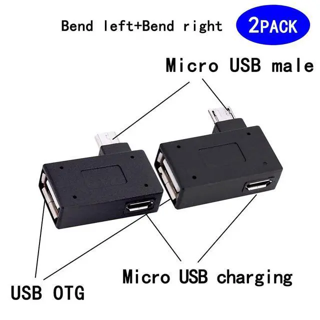 Alt view image 2 of 5 - BUCIER 2-in-1 Powered Micro USB OTG Adapter 90 Degree Right Angled with Micro USB Power Charging Port for Streaming TV Stick, Android Phone or Tablet - 2 Pack