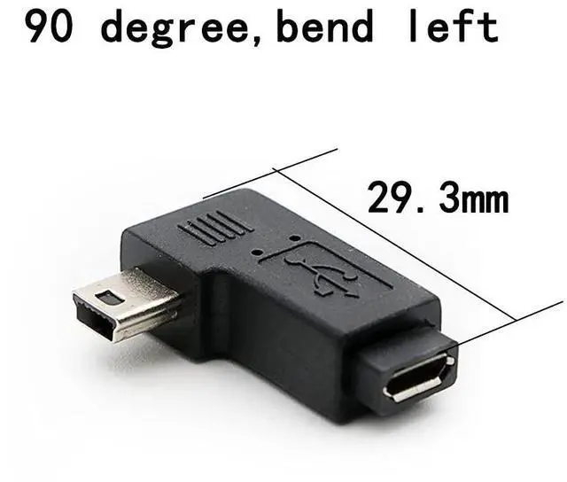 Alt view image 3 of 5 - BUCIER 90 Degree Left & Right Angle Mini USB Male to Micro USB Female Connector Adapter 3-Pack