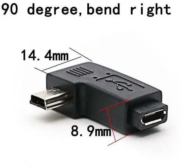 Alt view image 4 of 5 - BUCIER 90 Degree Left & Right Angle Mini USB Male to Micro USB Female Connector Adapter 3-Pack