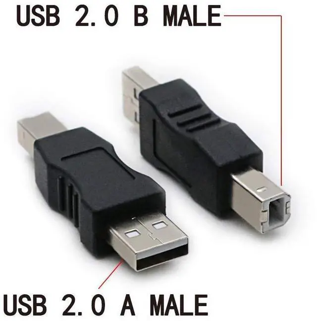 Alt view image 3 of 5 - BUCIER 2 Pack USB 2.0 AM/BM Print Plug Type A Male to Type B Male Connector Converter Adapter Coupler