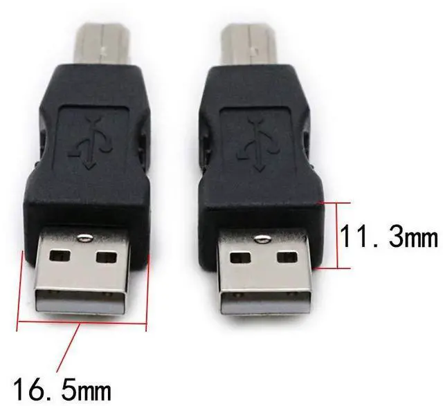 Alt view image 5 of 5 - BUCIER 2 Pack USB 2.0 AM/BM Print Plug Type A Male to Type B Male Connector Converter Adapter Coupler