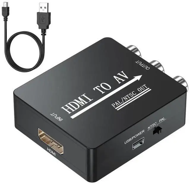 Main image of BUCIER HDMI to AV Converter, HDMI to RCA Converter, Supports PAL/NTSC for Apple TV, Roku, Fire Stick, Blu-ray, DVD Player, Older TV, Projector, (Single)