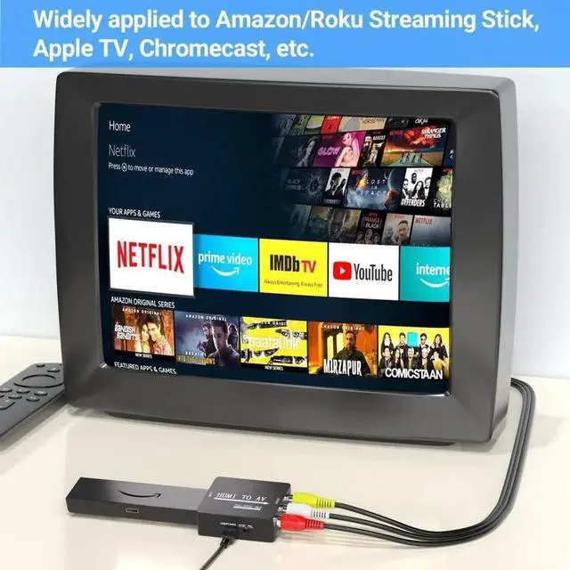 Alt view image 7 of 7 - BUCIER HDMI to AV Converter, HDMI to RCA Converter, Supports PAL/NTSC for Apple TV, Roku, Fire Stick, Blu-ray, DVD Player, Older TV, Projector, (Single)