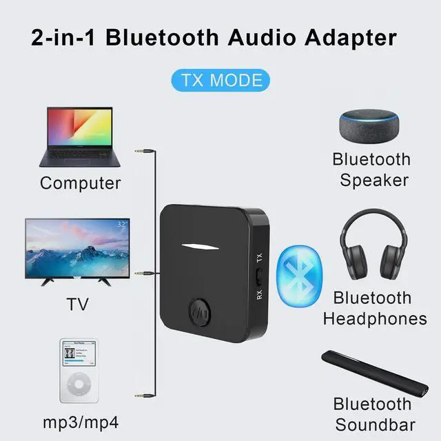 Alt view image 3 of 5 - 2021 Bluetooth Audio Receiver Transmitter Adapter Call MIC Two-in-One Car Speaker Bluetooth 5.1