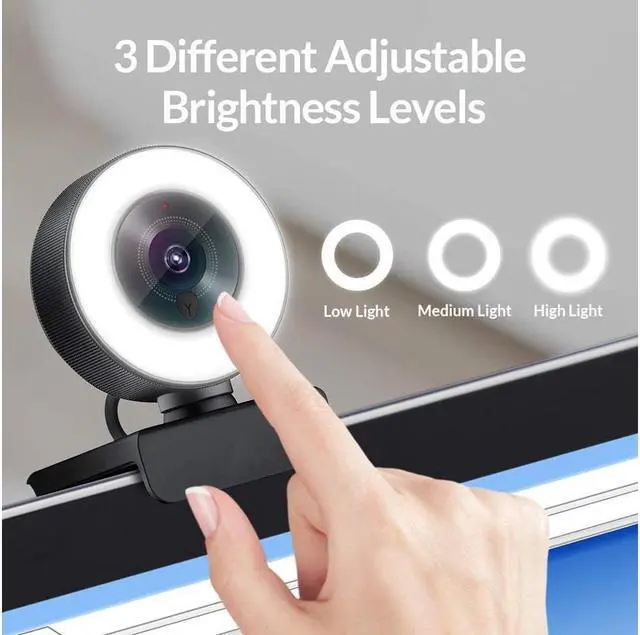 Alt view image 2 of 5 - 1080P HD Webcam Built in Adjustable Ring Light and Mic. Advanced autofocus AF Web Camera for Google Meet Xbox Gamer Facebook YouTube Streamer