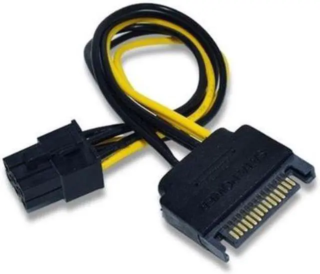 Alt view image 3 of 3 - Desktop computer power SATA power port 15p to 6p graphics card power cord 15 pin to 6 pin graphics card power cord