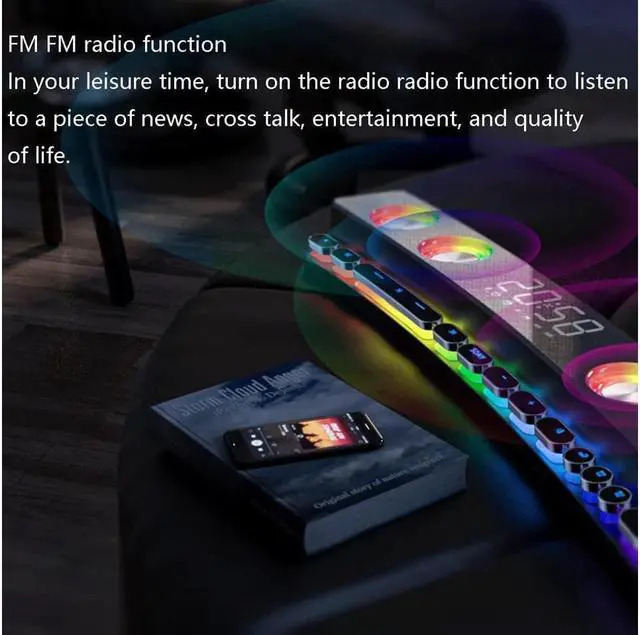 Alt view image 4 of 6 - SH39 Clock Bluetooth Wireless Game Speaker soundbar 3D Stereo Subwoofer,Computer Loudspeaker with Light,soundbar for tv Home Theater (Color : White, Size : 495 * 88 * 57mm)