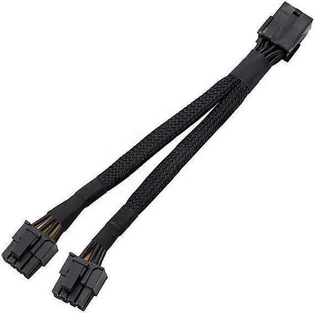 Alt view image 2 of 4 - 18 Gauge 8-Pin Female to Dual 8 Pin (6+2) Male 30.5 cm (12-inch) 18 AWG PCI-E GPU Miner Graphics Video Card VGA Sleeved Braided Woven Extension Power Cable Splitter Black Swan Mining 4/Pack