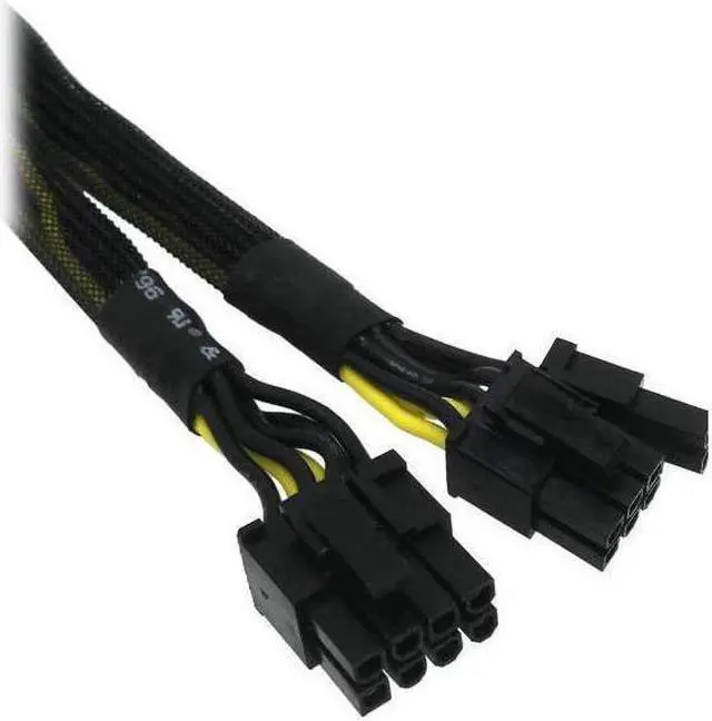 Alt view image 4 of 4 - 18 Gauge 8-Pin Female to Dual 8 Pin (6+2) Male 30.5 cm (12-inch) 18 AWG PCI-E GPU Miner Graphics Video Card VGA Sleeved Braided Woven Extension Power Cable Splitter Black Swan Mining 4/Pack