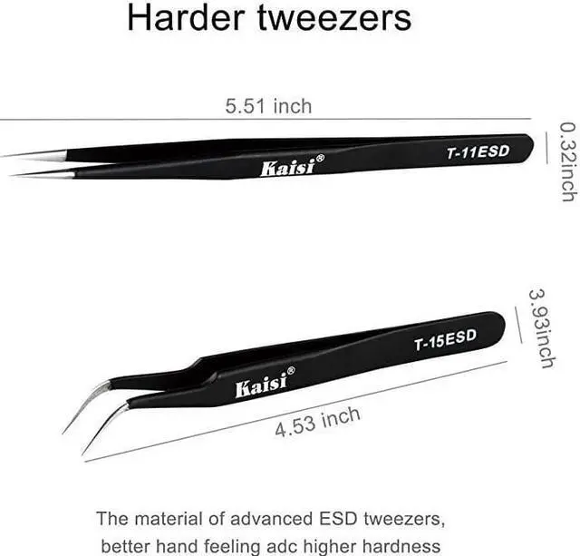 Alt view image 4 of 6 - Professional Electronics Opening Pry Tool Repair Kit with Metal Spudger NonAbrasive Carbon Fiber Nylon Spudgers and AntiStatic Tweezers for Cellphone iPhone Laptops Tablets and More 20 Piece