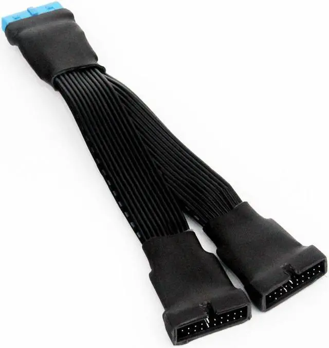 Alt view image 3 of 5 - 12cm 19-pin to USB 3.0 20-pin 1 to 2 Power Splitter Cable 18AWG for Motherboard