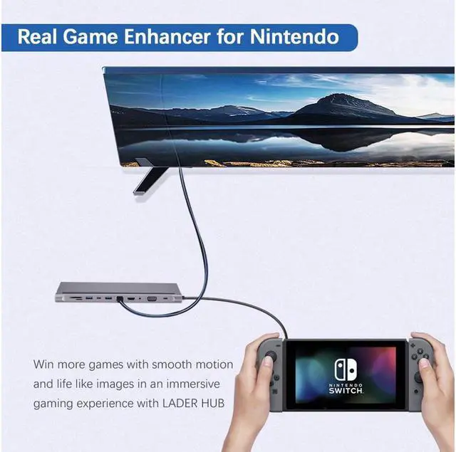 Alt view image 4 of 7 - 11 in 1 USB Type-C Hub to HDMI 4K VGA, Suitable for Samsung Dex Station, Universal Laptop Dock Hub with 87W PD Compatible with MacBook Pro / 2018 2017 / iPad/Air 2018