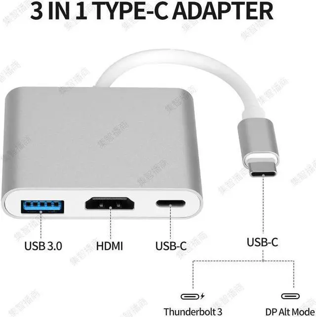 Alt view image 2 of 7 - USB C to HDMI Adapter, USB 3.1 Type-C Hub to HDMI 4K+USB 3.0+USB-C Charging Port, Macbook/iMac HDMI Adapter,USB-C Digital AV Multiport Adapter for MacBook Pro/ iPad Pro/S8+/S9+/Projector/Monitor