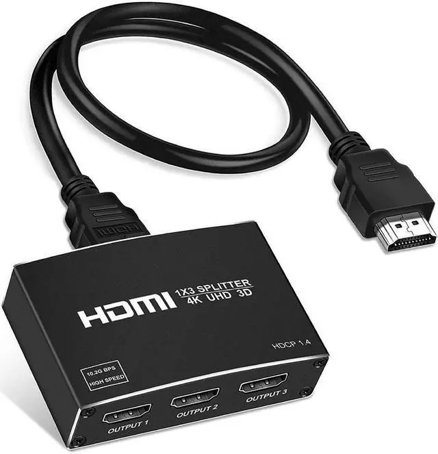 Main image of NEWCARE 4K HDMI Splitter 1 in 3 Out, 1×3 HDMI Splitter Support 4Kx2K, 1080P, 3D, HDR, DTS/Doby-TrueHD for Xbox PS5/4 Fire Stick Roku Blu-Ray Player Apple TV,NOT Supported Extend(HDMI Cable Included)