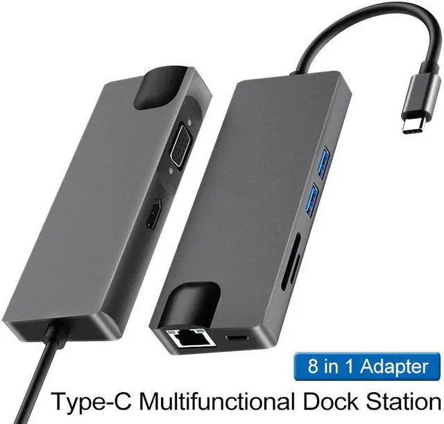 Alt view image 4 of 4 - COFIER  type-c docking station eight-in-one hdmi/vga converter hub expansion docking station computer network card hub
