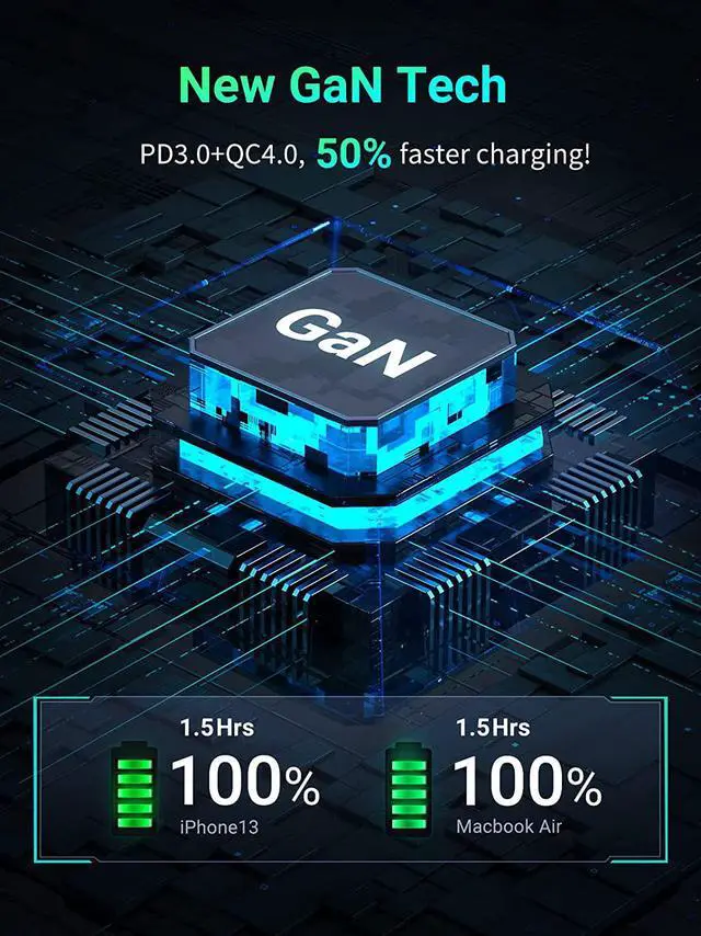 Alt view image 2 of 7 - UGREEN 65W Multiport USB C Wall Charger, 4 Port USB Charging Station PPS Fast Charger Adapter Compatible for MacBook Pro/Air, Dell XPS 13, iPad, iPhone 13/13 Mini/13 Pro Max/12, Galaxy S21/S20, Pixel