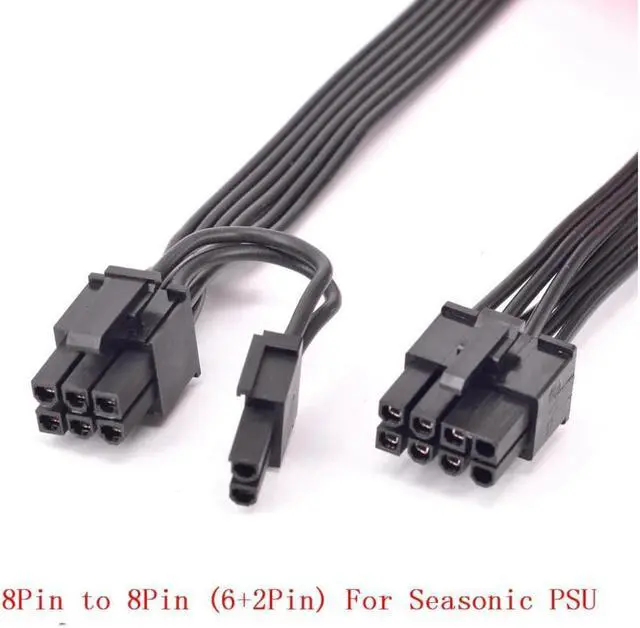 Alt view image 2 of 3 - PCIe 8pin to 8pin (6+2Pin) Power Supply Cable GPU For Seasonic PSU KM3 Series X-750 X-850 SS-1050XP3 SS-1200XP3 M12II Evo Series 520 620 650 750 850 Snow Silent 750 1050 FOCUS PLUS Gold SSR-850FX