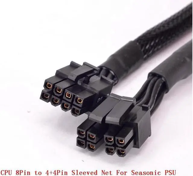 Alt view image 2 of 2 - Seasonic CPU 8pin to 4+4pin Power Supply Cable ATX 12V P4 to P8 With Net for KM3 Series X-750 X-850 SS-1050XP3 M12II Evo Series 620 650 750 850 Snow Silent 750 1050 FOCUS PLUS Gold SSR-850FX