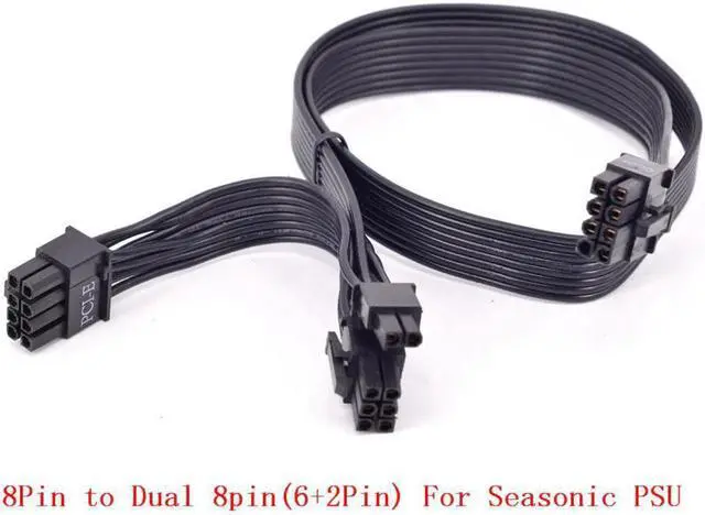 Main image of PCIe 8pin to Dual 8Pin (6+2Pin) Power supply Cable Flat for KM3 Series X-750 X-850 SS-1050XP3 SS-1200XP3 M12II Evo Series 520 620 650 750 850 Snow Silent 750 1050 FOCUS PLUS Gold SSR-850FX