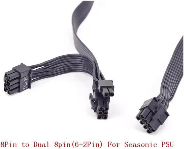 Alt view image 4 of 4 - PCIe 8pin to Dual 8Pin (6+2Pin) Power supply Cable Flat for KM3 Series X-750 X-850 SS-1050XP3 SS-1200XP3 M12II Evo Series 520 620 650 750 850 Snow Silent 750 1050 FOCUS PLUS Gold SSR-850FX