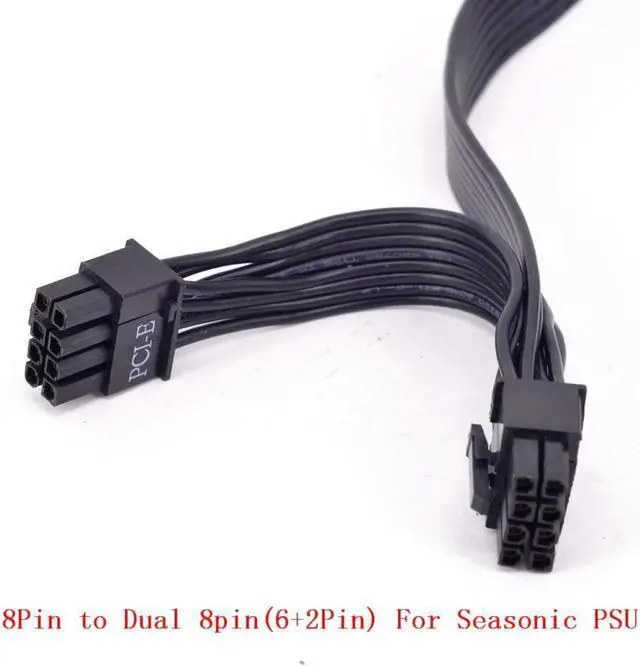 Alt view image 2 of 4 - PCIe 8pin to Dual 8Pin (6+2Pin) Power supply Cable Flat for KM3 Series X-750 X-850 SS-1050XP3 SS-1200XP3 M12II Evo Series 520 620 650 750 850 Snow Silent 750 1050 FOCUS PLUS Gold SSR-850FX