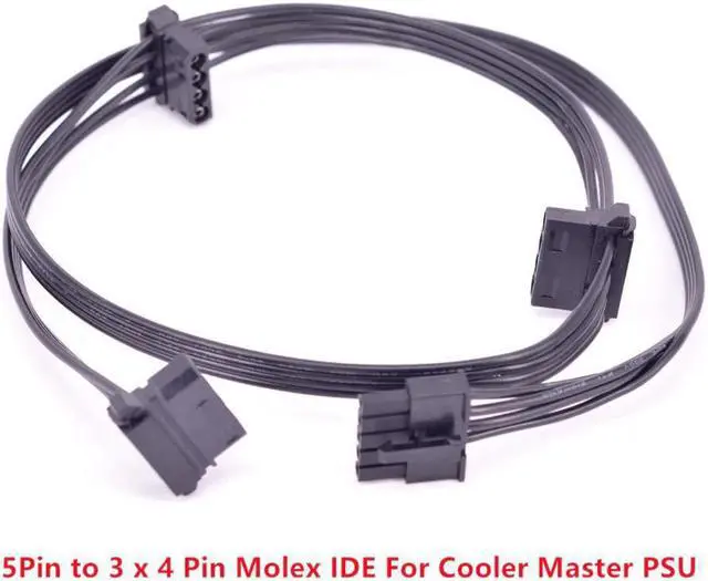 Main image of 5Pin to 3 IDE 4Pin Angled Molex Power Supply Cable for Cooler Master MWE Gold 550 650 750 V550 V650 V700 V850 Platinum Silent Pro Gold 1200W M1000 M850 M700 M600 1000W 850W Hybrid PSU Modular