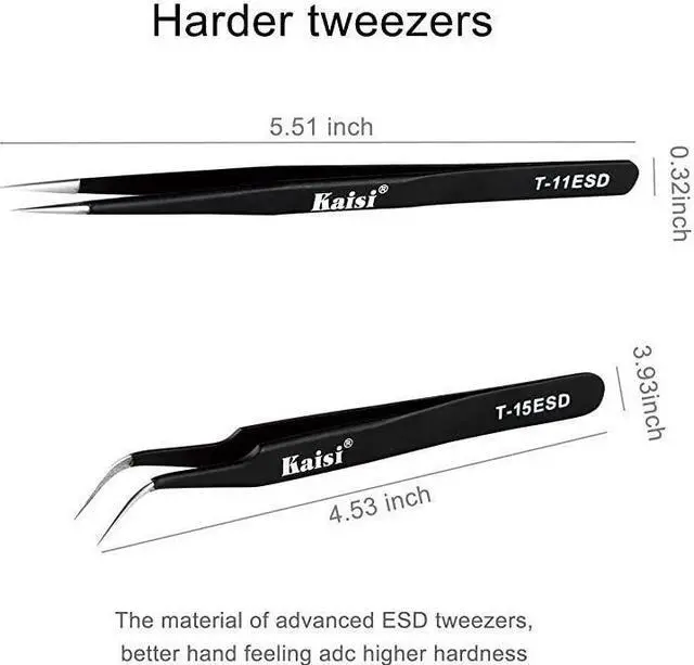 Alt view image 3 of 6 - Professional Electronics Opening Pry Tool Repair Kit with Metal Spudger NonAbrasive Carbon Fiber Nylon Spudgers and AntiStatic Tweezers for Cellphone iPhone Laptops Tablets and More 20 Piece