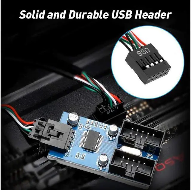 Alt view image 6 of 6 - Motherboard USB 2.0 9pin Header 1 to 4 Extension Hub Splitter Adapter - Converter MB USB 2.0 Female to 4 Female - 30CM Cable USB 9-pin Internal Cable 9 pin Connector Adapter Port Multiplier