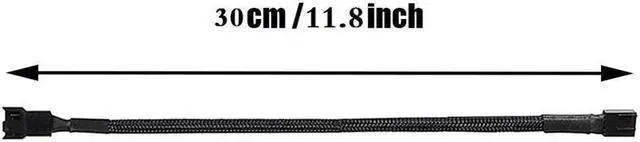 Alt view image 4 of 5 - 5 Pack- 11.8 inch PWM Fan Extension Cable PC Fan Extension Cable Compatible with ATX Case 3 Pin & 4 Pin Cooling Fans Durable Black Nylon Braided Case Fan Extension Cable