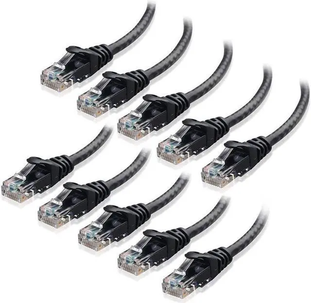 Main image of CAT6 Ethernet Cable LAN Network RJ45 Internet Patch Cord 10-Pack Black 3FT Bare Copper