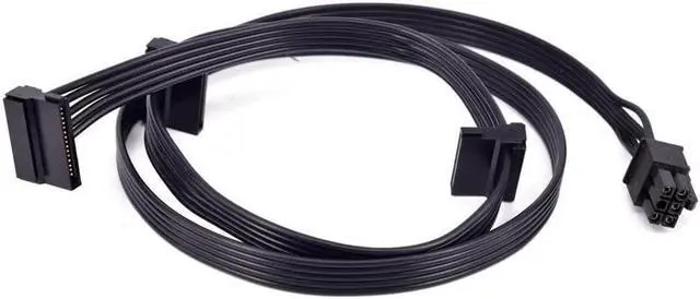 Alt view image 3 of 4 - GPU PCIe 6Pin 1 to 3 SATA 15Pin Right Angle Power Supply Cable Port Multiplier for CORSAIR AX1200 AX860 AX850 AX760 AX750 PSU