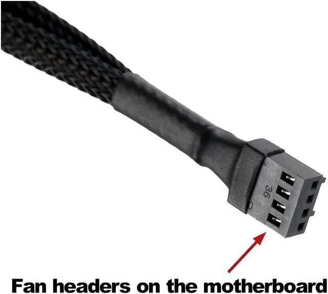 Alt view image 4 of 4 - PWM Fan Splitter , 4 pin Adapter Cable Sleeved Braided Y Splitter for Desktop Computer CPU Fan Splitter PC 4 Pin Fan Extension Power Cable 1 to 4 Converter 10 inches (2 Pack)