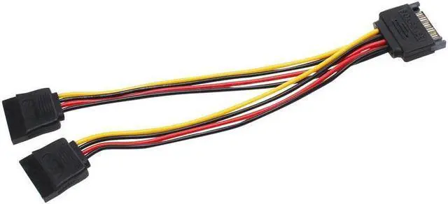 Alt view image 4 of 6 - Power Y Splitter Cable 15 Pin SATA Power Splitter Cable Adapter SATA 15 Pin Male to Dual Female Power Y- Cable 7 Inche - 2-Pack