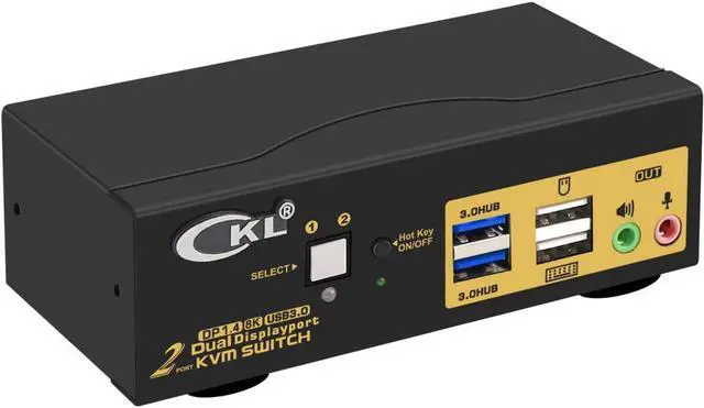 Main image of CKL 2 Port USB 3.0 KVM Switch Dual Monitor DisplayPort 1.4 4K@144Hz 8K@30Hz for 2 Computers or Laptops Sharing Extended Monitors, Keyboard and Mouse; Support Audio and Hotkey, CKL-622DP-4