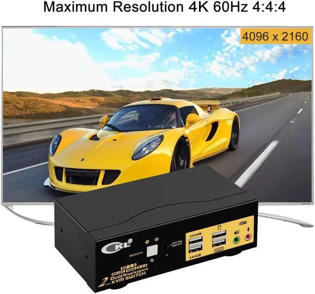 Alt view image 5 of 7 - CKL KVM Switch Dual Monitor DisplayPort 2 Port 4K 60Hz 4:4:4, 2x2 DP KVM Switch with Audio and USB 2.0 HUBs (CKL-622DP)