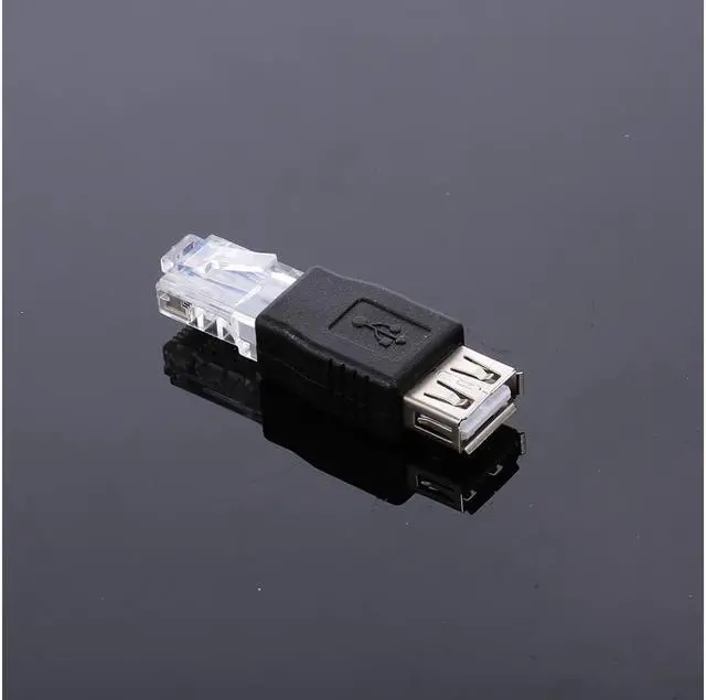 Alt view image 6 of 6 - USB to RJ45 Adapter USB2.0 Female to Ethernet RJ45 Male Plug Adapter Connector