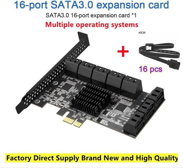 Alt view image 2 of 7 - PCIE SATA Expansion Card PCIE 1X to 16-Port SATA3.0 6Gbps SATA III Multi-Port Hard Disk Adapter Riser Card for PC Computer