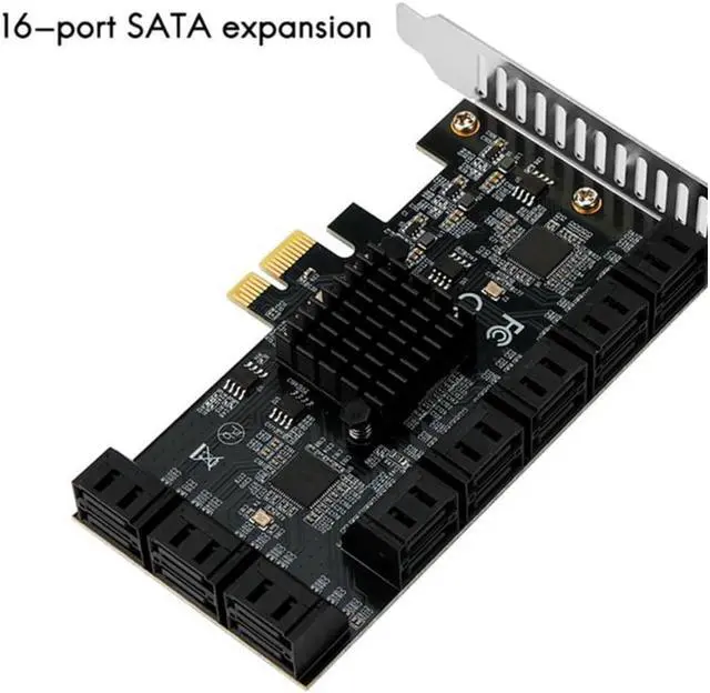 Alt view image 2 of 6 - PCIE SATA Expansion Card PCIE 1X to 16-Port SATA3.0 6Gbps SATA III Multi-Port Hard Disk Adapter Riser Card