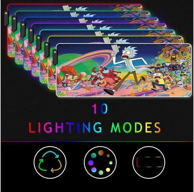 Alt view image 5 of 6 - RGB Gaming Mouse Pad Large - Soft RGB Mouse Mat Oversize Glowing Led Extended Mousepad, USB Powered Computer Keyboard Mouse Pad, Lighted PC Gaming Mouse mat with Non-Slip Rubber Base Waterproof 80x30
