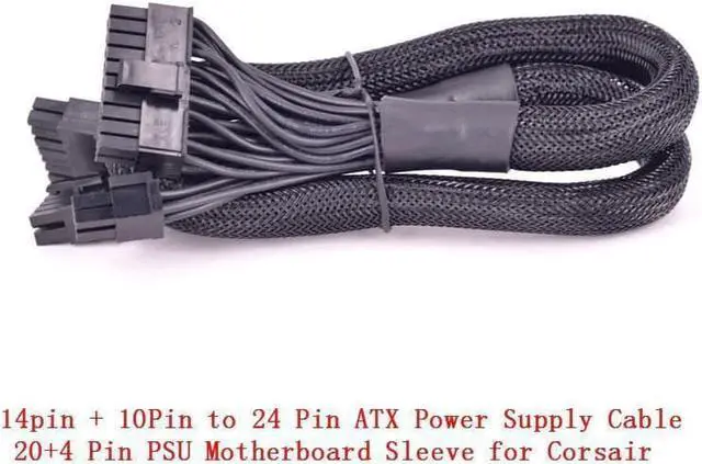 Alt view image 4 of 4 - 10+18Pin to 24Pin 20+4Pin ATX Power Supply Cable Mining Cable PSU Motherboard Braided Net for Corsair HX1200i HX1000i HX850i HX750i AXi Series AX1500i AX1200i AX860i AX760i RM1000 RM850 RM750