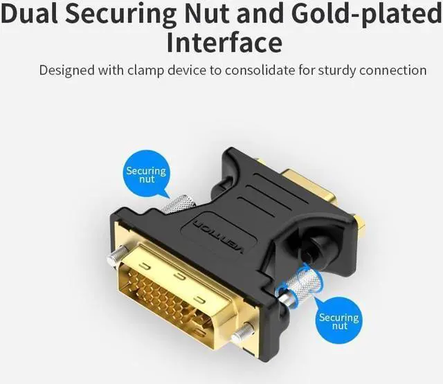 Alt view image 5 of 5 - DVI to VGA Adapter DVI 24+5 Male to VGA Female Converter 1080P HD Gold-plated Adapter for PC Displayer Projector